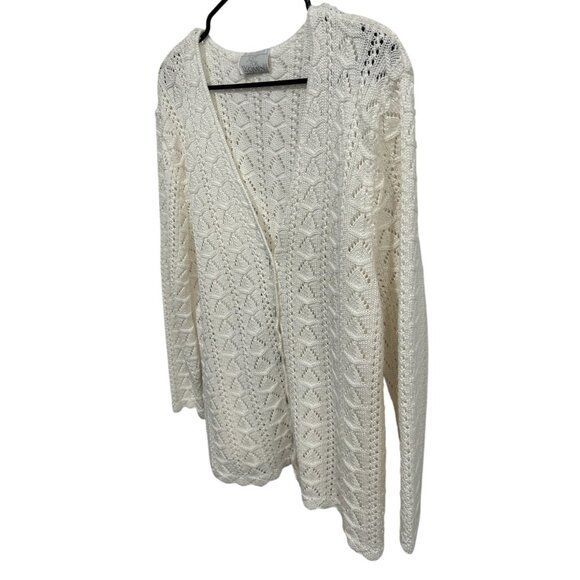 Vintage Just For Women White Crochet Button-Up Cardigan Sweater Sz 1X - Picture 3 of 10